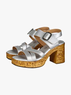 Feeling Sandali donna con fibbia tacco largo e plateau - argento