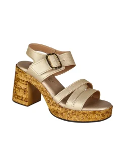 Feeling Sandali donna con fibbia tacco largo e plateau - platino