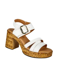 Feeling Sandali donna con fibbia tacco largo e plateau - bianco