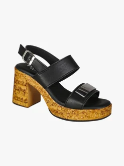 Feeling Sandali donna con tacco largo e plateau - nero