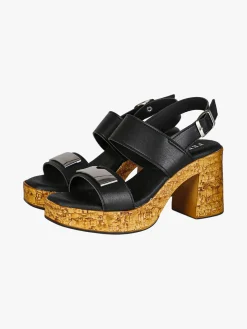 Feeling Sandali donna con tacco largo e plateau - nero