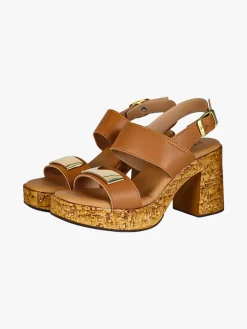 Feeling Sandali donna con tacco largo e plateau - cuoio