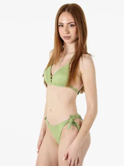 Fendian Bikini donna lurex con reggiseno a triangolo e slip con laccetti - verde
