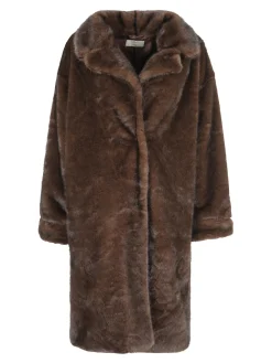 Fh Cappotto donna lungo in pelliccia sintetica