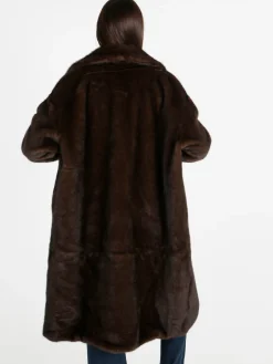 Fh Cappotto donna lungo in pelliccia sintetica