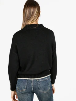 Fh Maglione donna in misto lana con dettaglio lurex - nero