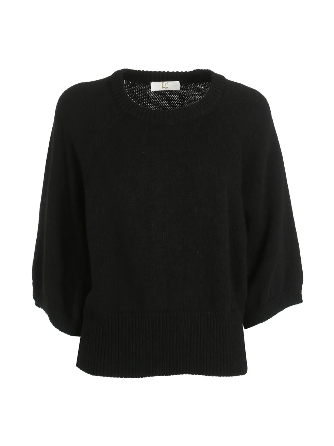 Fh Maglione donna in misto lana con maniche a pipistrello - nero