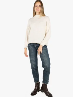 Fh Maglione donna in misto lana con dettaglio lurex - panna