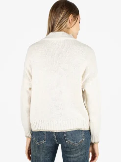 Fh Maglione donna in misto lana con dettaglio lurex - panna