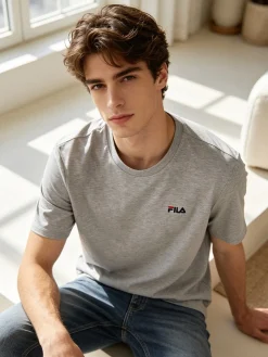 Fila T-shirt girocollo da uomo in cotone - grigio