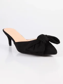 Fiori & Spine Sabot neri con tacco e fiocco