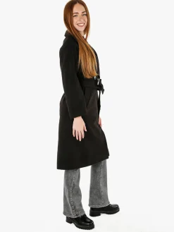 Flight Finery Cappotto lungo da donna a doppiopetto misto lana - nero