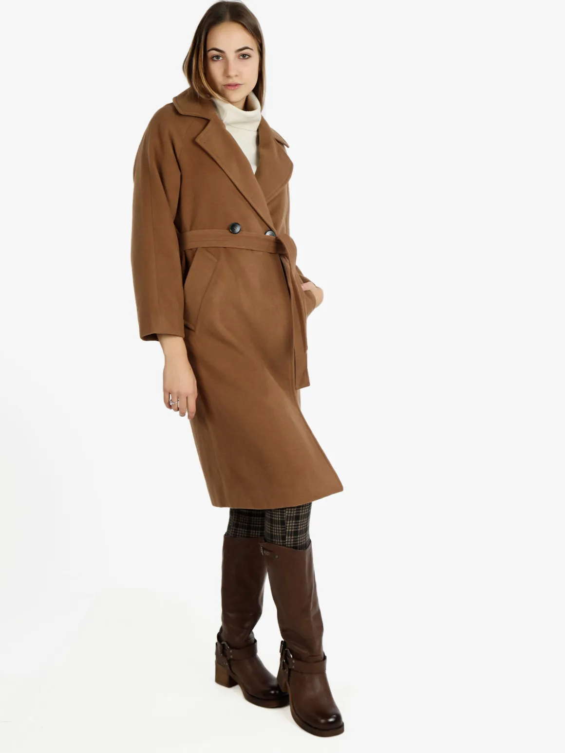 Flight Finery Cappotto lungo da donna a doppiopetto misto lana