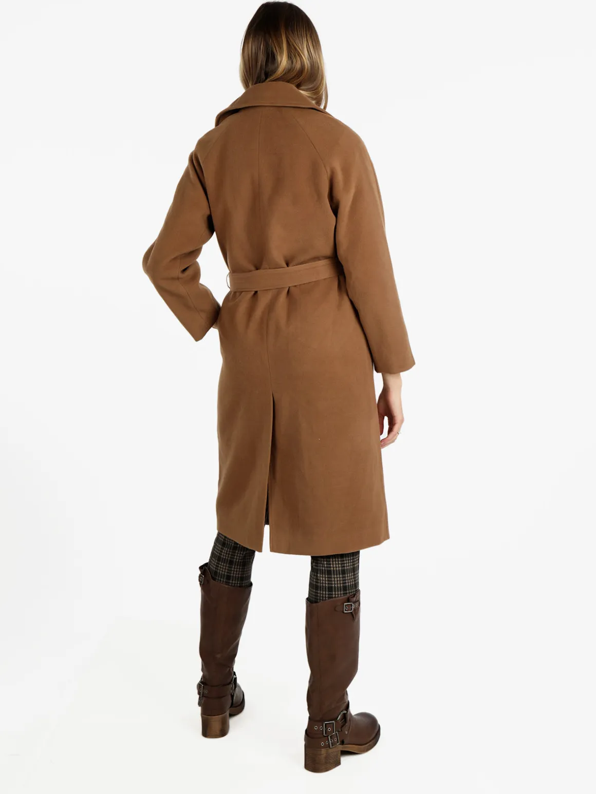 Flight Finery Cappotto lungo da donna a doppiopetto misto lana