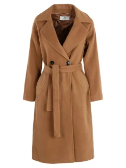 Flight Finery Cappotto lungo da donna a doppiopetto misto lana