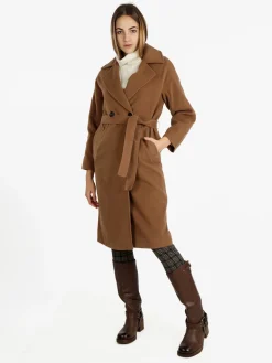 Flight Finery Cappotto lungo da donna a doppiopetto misto lana