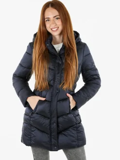 Flight Finery Giubbotto lungo da donna con bottoni e zip - blu scuro