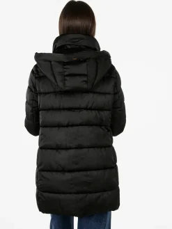 Flight Finery Giubbotto lungo da donna imbottito con cappuccio e zip - nero