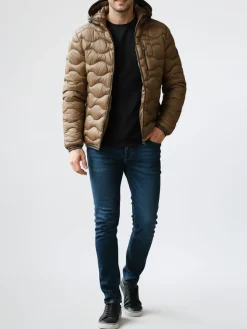 Flight Finery Piumino uomo con cappuccio - marrone