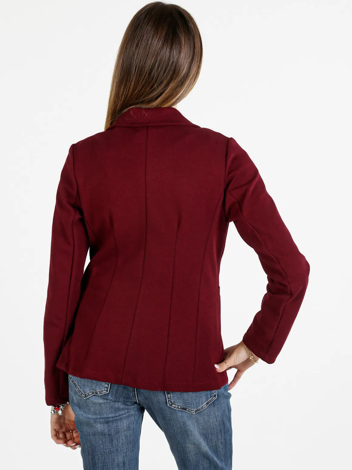 Floria Blazer donna a costine monobottone - bordeaux