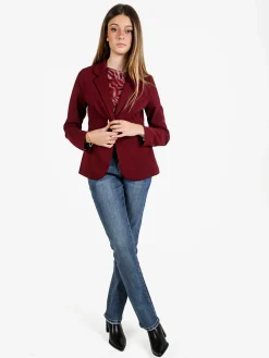 Floria Blazer donna a costine monobottone - bordeaux