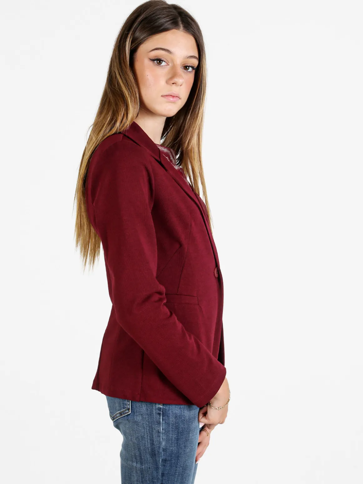 Floria Blazer donna a costine monobottone - bordeaux