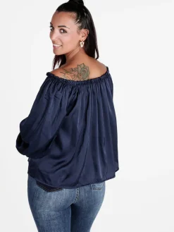 Floria Blusa donna effetto raso con scollo a barca