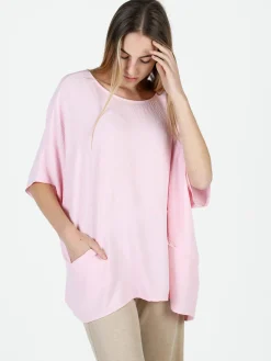 Floria Maxi blusa donna con maniche corte a pipistrello