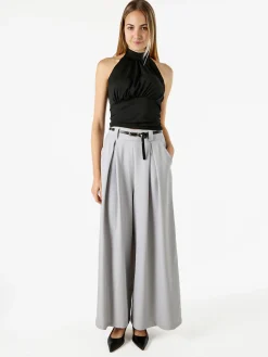 Floria Pantaloni a palazzo da donna con cintura sottile - grigio