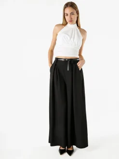 Floria Pantaloni a palazzo da donna con cintura sottile - nero