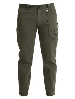 Frankie Malone Pantaloni cargo da uomo con catena