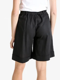 Frenetika Bermuda donna in misto lino con risvolto