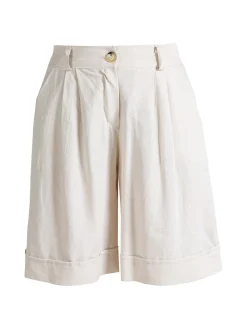 Frenetika Bermuda donna in misto lino con risvolto