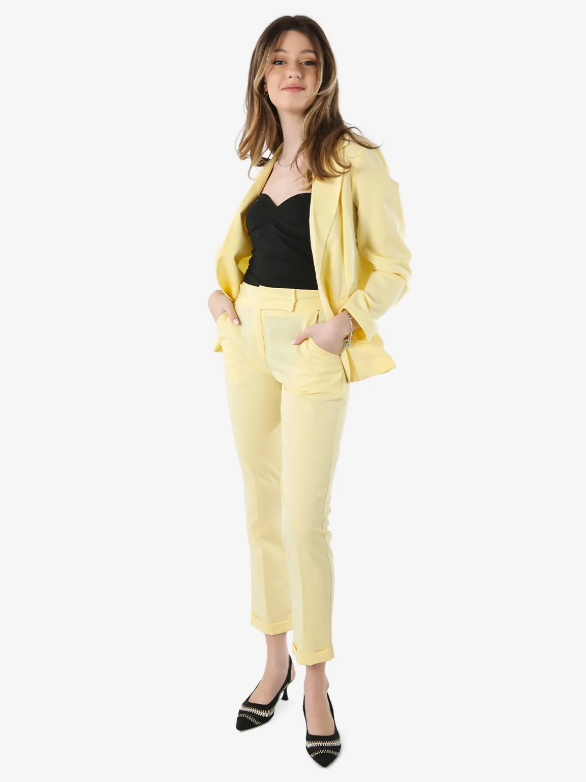 Frenetika Blazer donna con bottone - giallo