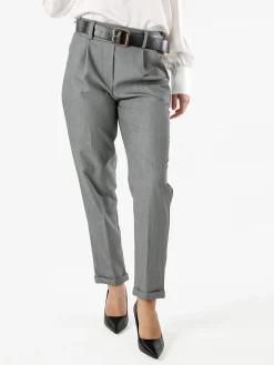 Frenetika Pantaloni da donna a gamba dritta con cintura e risvolti sul finale - grigio