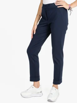 Frenetika Pantaloni donna a sigaretta con risvolto - blu