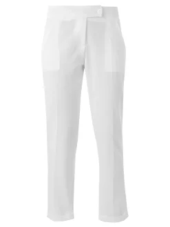 Frenetika Pantaloni donna a vita bassa con risvolto - bianco