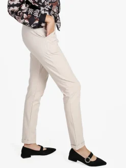 Frenetika Pantaloni donna a vita bassa con risvolto - beige