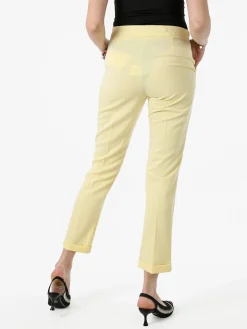 Frenetika Pantaloni donna a vita bassa con risvolto - giallo