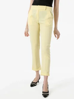Frenetika Pantaloni donna a vita bassa con risvolto - giallo