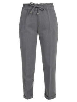 Frenetika Pantaloni donna con risvolto - grigio