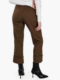 Frenetika Pantaloni donna culotte cropped spigati - moro