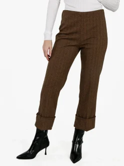 Frenetika Pantaloni donna culotte cropped spigati - moro