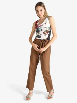 Frenetika Pantaloni donna in misto lino con cintura