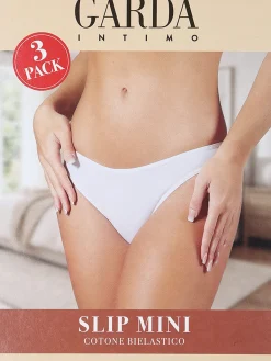Garda Confezione da 3 slip mini da donna in cotone bielastico - bianco
