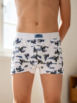 Gasolino Boxer da bambino in cotone con stampe - bianco