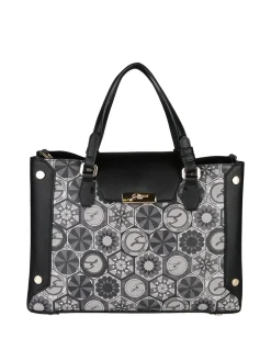 Gattinoni Borsa donna con doppi manici e stampe - nero