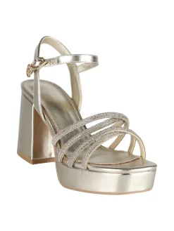 Gattinoni Sandali dorati con strass donna