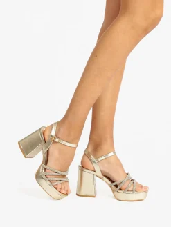 Gattinoni Sandali dorati con strass donna