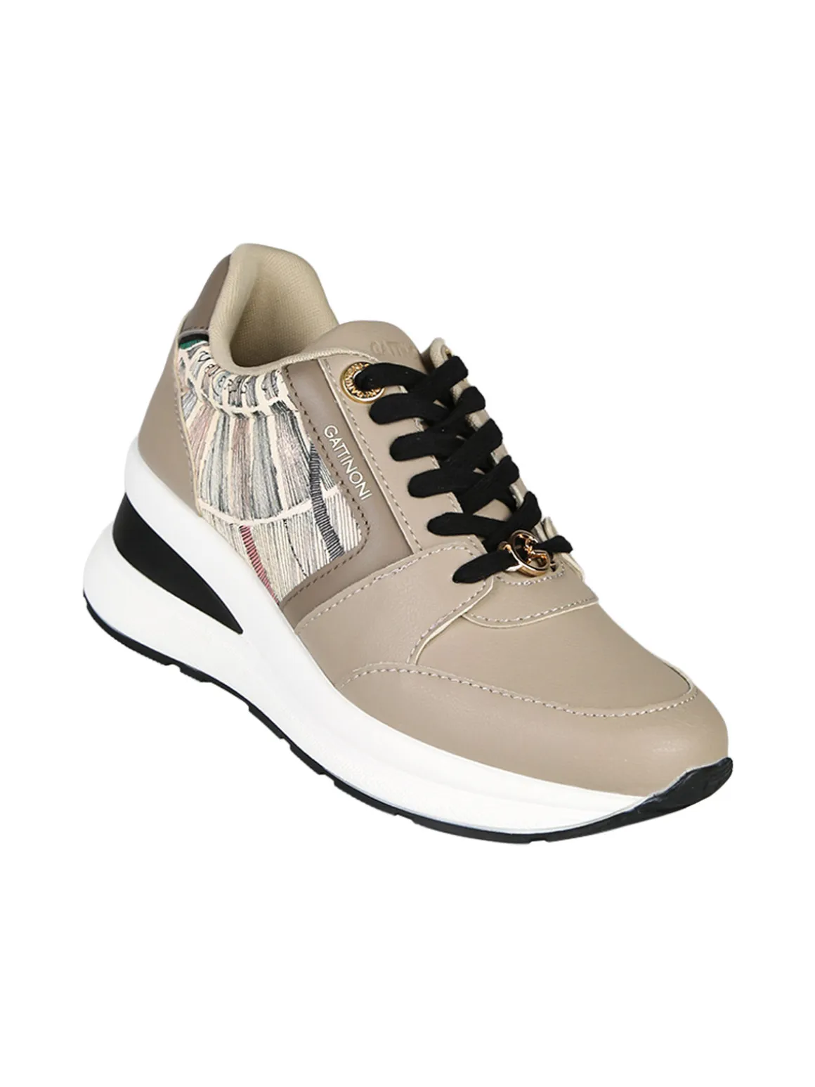 Gattinoni Sneakers donna stringate con zeppa - taupe